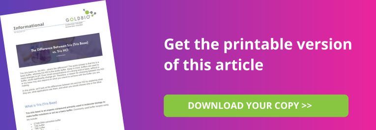 Printable version of the Tris base vs. tris HCL article