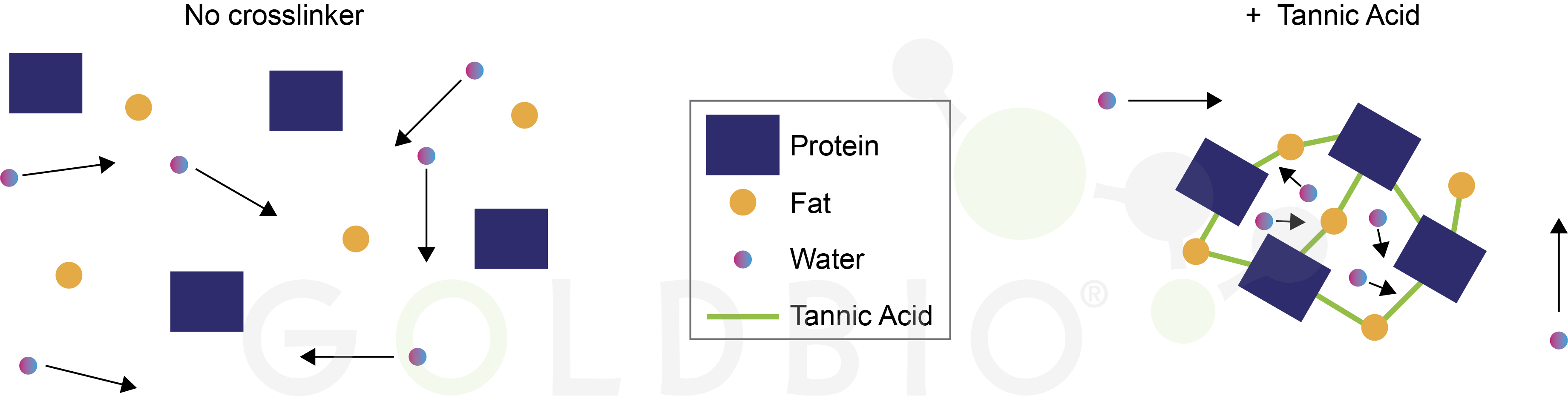 molecular representation of ice cream without crosslinking and with crosslinking