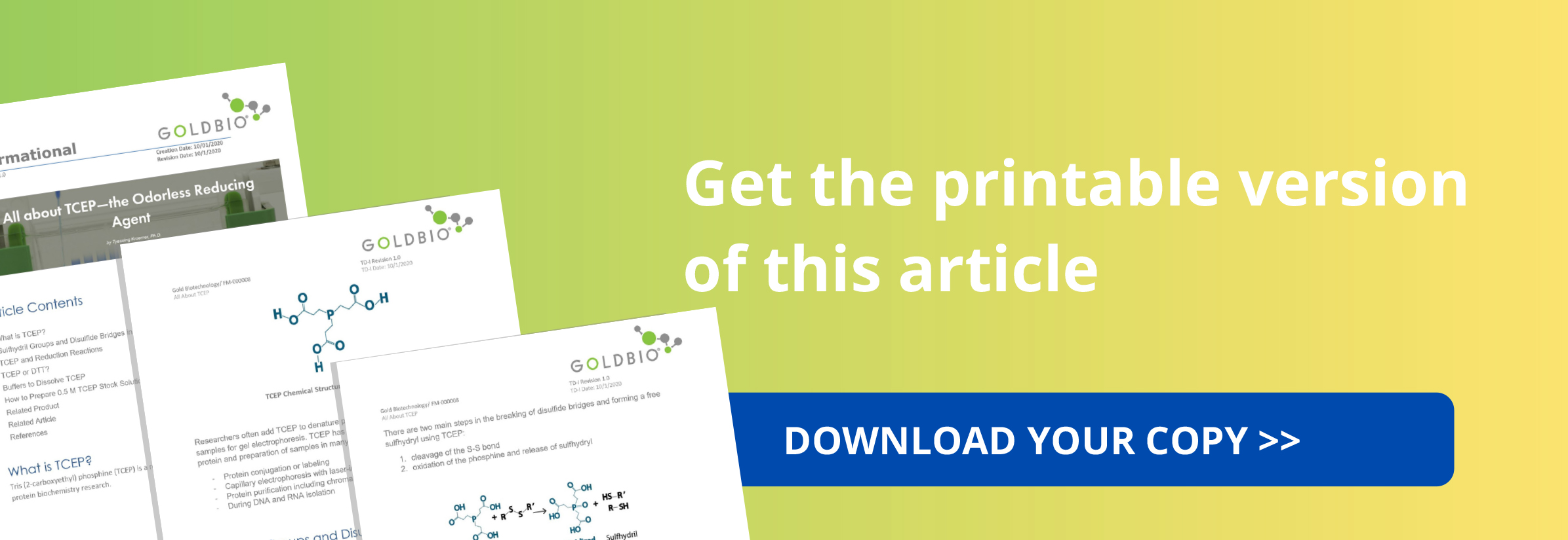 Tcep printable article all about the reducing agent TCEP full of illustrations on chemical reactions